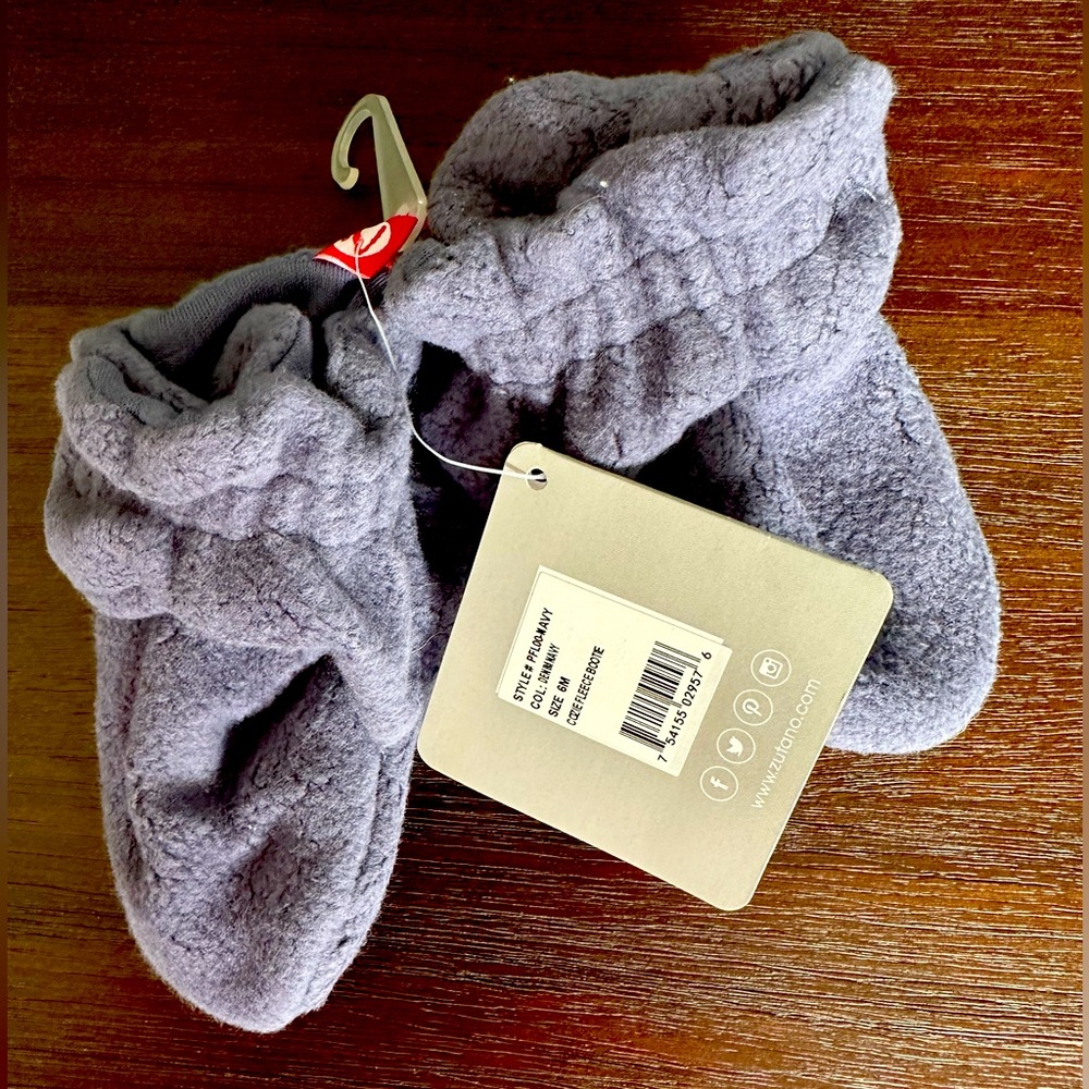 NWT Zutano Denim Navy Color Fleece Booties Sz 6 months